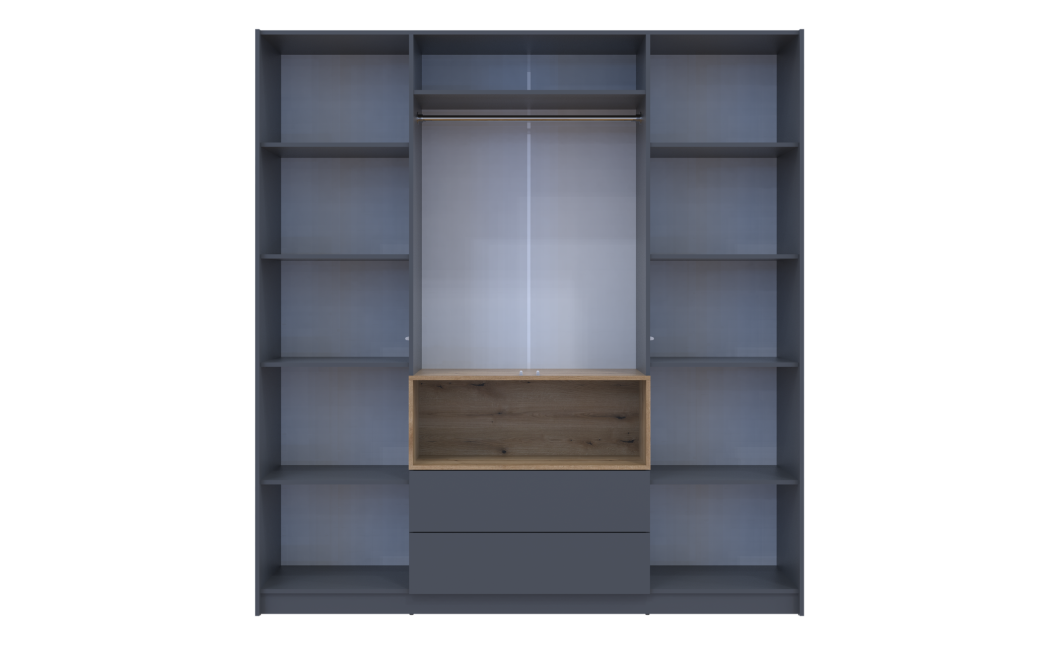 Kleiderschrank Doros Dale Anthrazit/Ewok Eiche 4 Türen 206x52x220 (44900527)