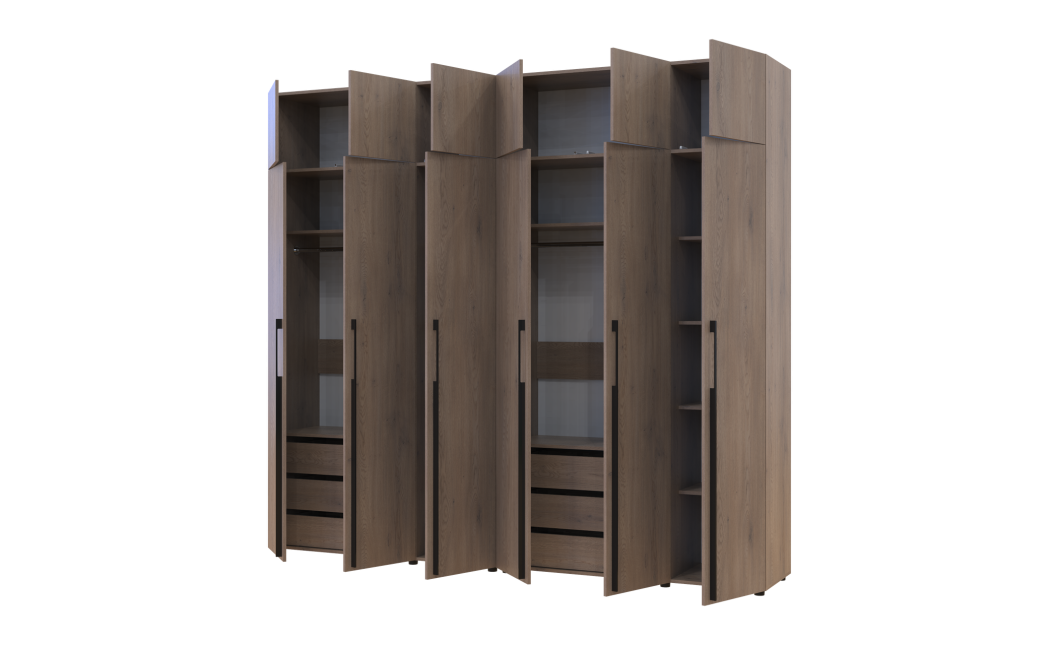 Kleiderschrank mit Schubladen und Aufsatz Doros Kasper Cremona Cannolo 3+3 Türen 270x48x245 (42005579)