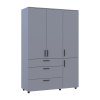 Kleiderschrank Doros Thorn Grau 3 Türen 3 Schubladen Kleiderstange 135x51,6x200 (44900489)