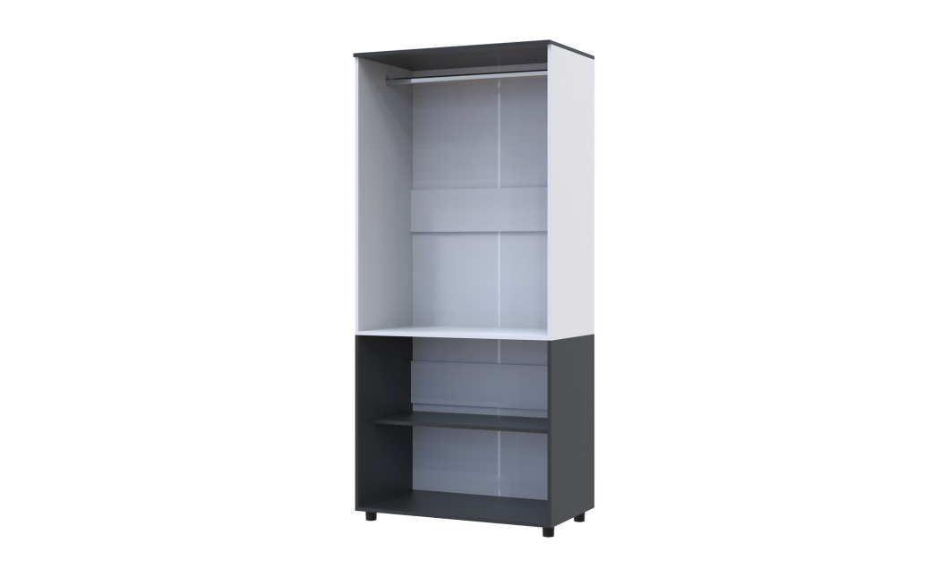 Kleiderschrank Doros Thorn Anthrazit/Weiß 2 Türen Kleiderstange 90x51,6x200 (44900467)