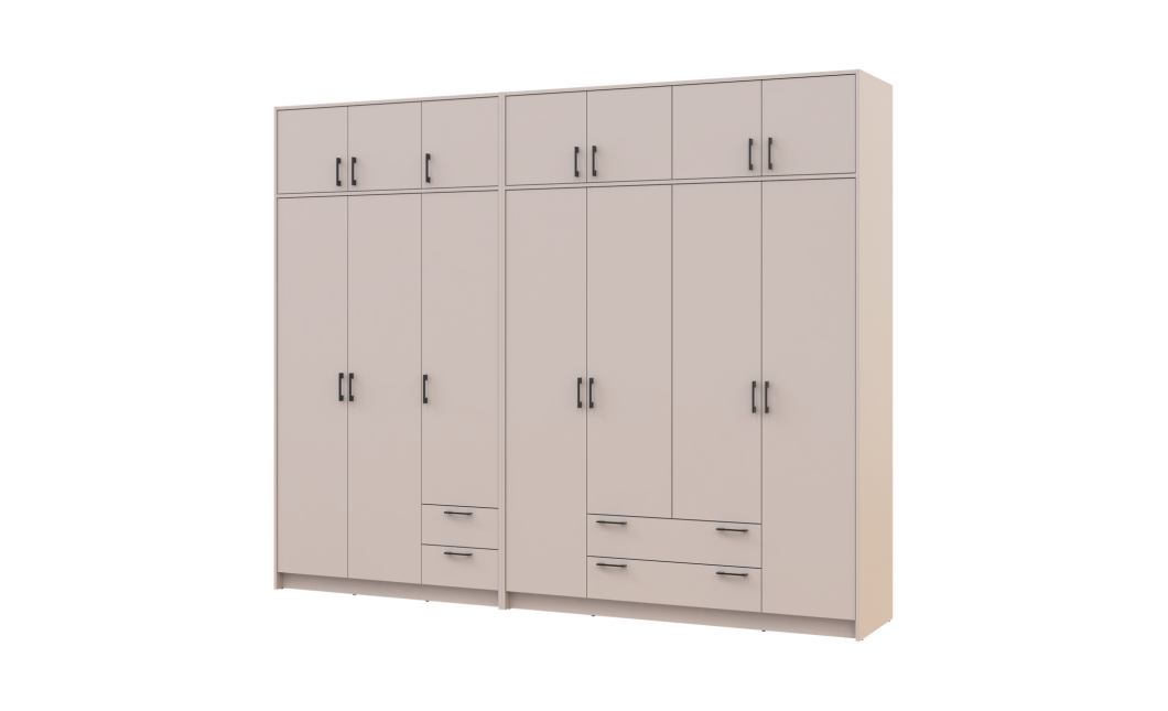 Kleiderschrank mit Aufsatz Doros Rondi Kaschmir 3+4 Türen 281x52x236 (42005636)