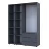 Kleiderschrank Doros Gelar Graphitgrau 3 Türen mit Spiegel 155x49,5x203,4 (42002158)