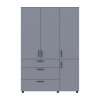 Kleiderschrank Doros Thorn Grau 3 Türen 3 Schubladen Kleiderstange 135x51,6x200 (44900489)