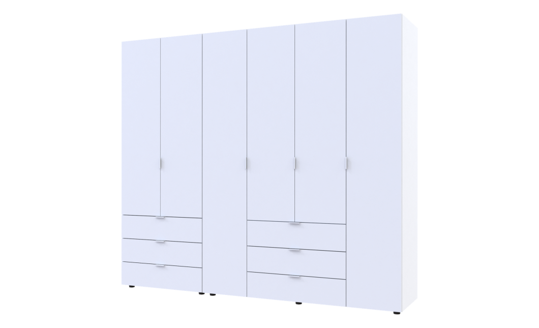 Kleiderschrank Doros Gelar Set Weiß 2+4 Türen 232,5x49,5x203,4 (42002124)