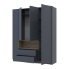 Kleiderschrank Doros Dale mit Drehtüren Anthrazit/Ewok Eiche 3 Türen 178x52x220 (42005338)