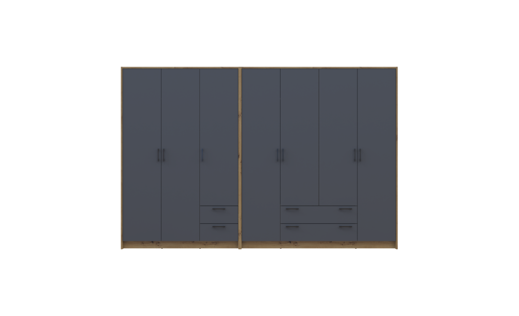 Kleiderschrank Doros Rondi Artisan Eiche/Graphit 3+4 Türen 281x52x195 (42005696)