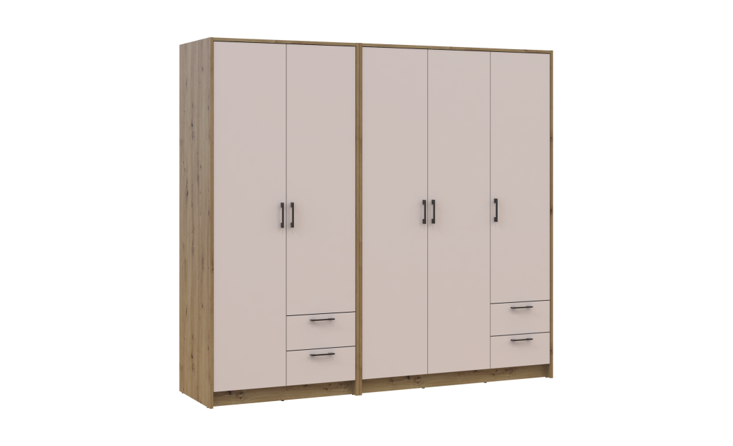 Kleiderschrank Doros Rondi Artisan Eiche/Kaschmir 2+3 Türen 203x52x195 (42005654)