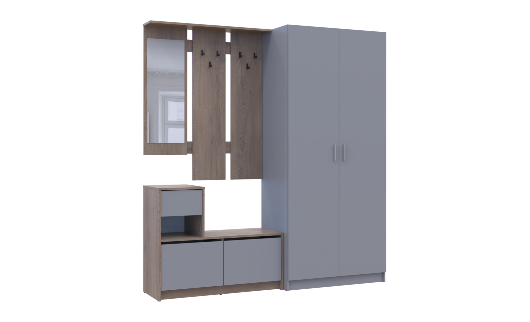 Flurmöbel Set Bela + Kleiderschrank Promo Cremona Cannolo/Grau 190x48x204 (42005331)