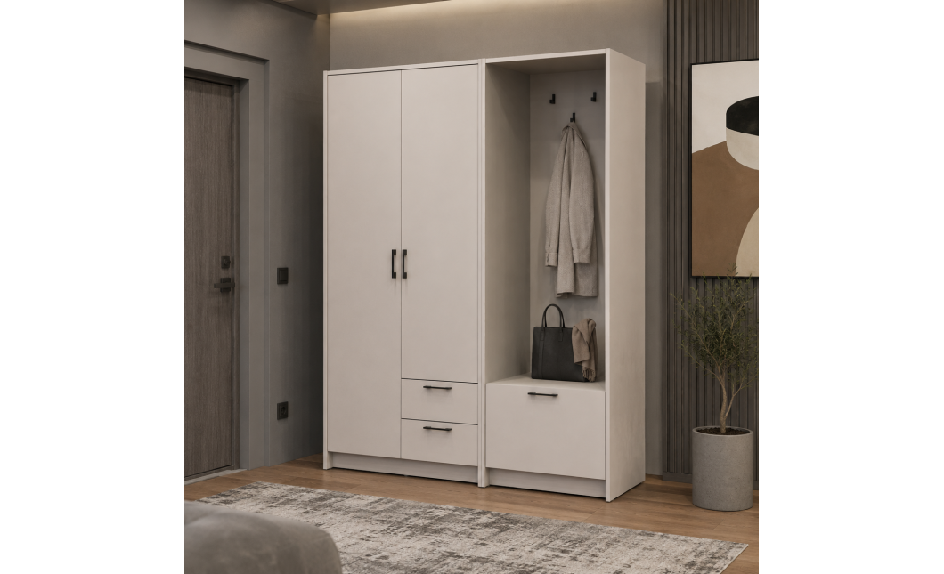 Drehtürenschrank Doros Rondi mit Kleiderstange Kaschmir 2 Türen 142x52x195 (42005391)