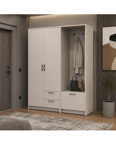 Drehtürenschrank Doros Rondi mit Kleiderstange Kaschmir 2 Türen 142x52x195 (42005391)