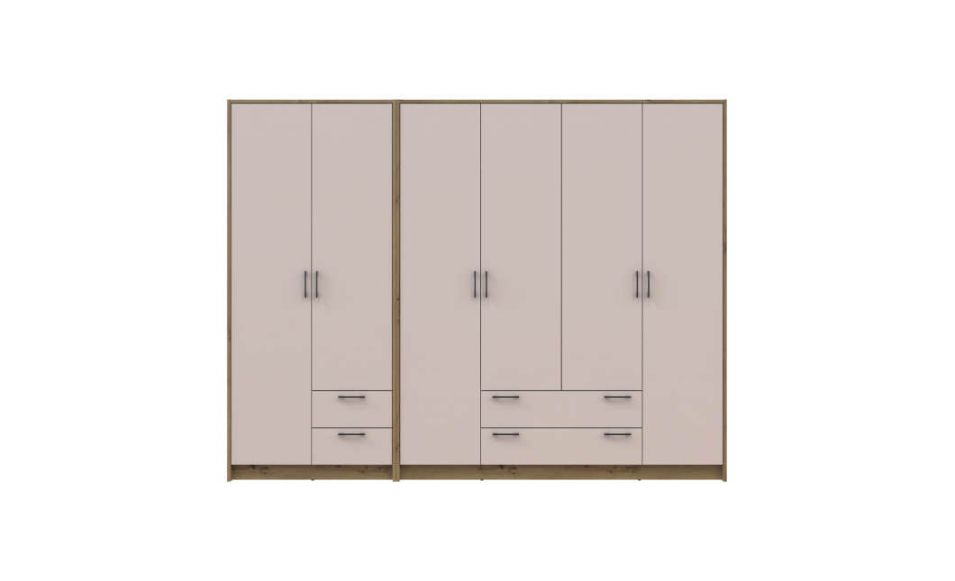 Kleiderschrank Doros Rondi Artisan Eiche/Kaschmir 2+4 Türen 242x52x195 (42005656)