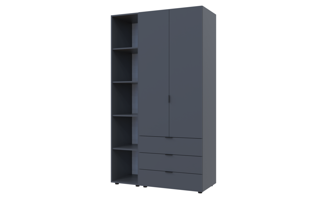 Kleiderschrank Doros Gelar Graphitgrau 2 Türen mit offenem Regal 115,7x49,5x203,4 (42005054)