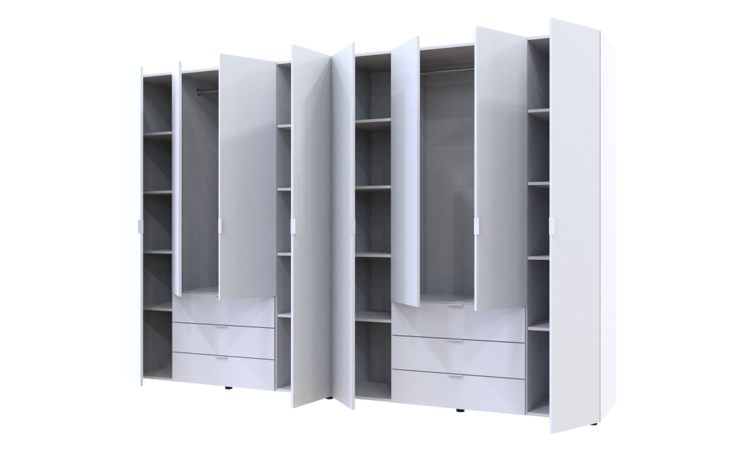Kleiderschrank Doros Gelar Set mit Drehtüren Weiß 4+4 Türen 310x49,5x203,4 (42002121)