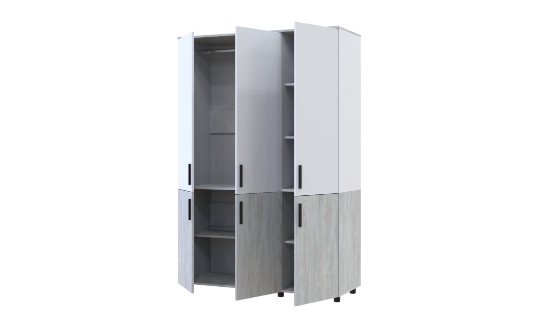 Kleiderschrank Doros Thorn Natti Kiefer/Weiß 3 Türen Kleiderstange 135x51,6x200 (44900507)
