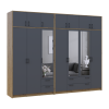 Kleiderschrank mit Spiegel und Aufsatz Doros Rondi Artisan Eiche/Graphit 3+4 Türen 281x52x236 (42005709)