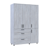 Kleiderschrank Doros Thorn Natti Kiefer 3 Türen 3 Schubladen Kleiderstange 135x51,6x200 (44900481)