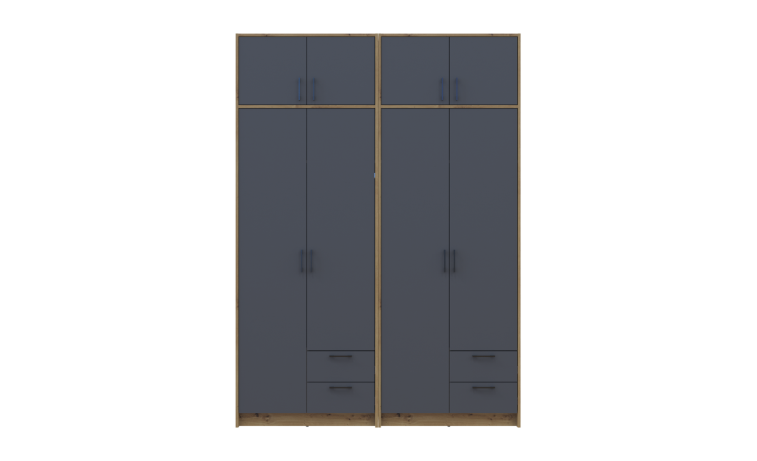 Kleiderschrank mit Aufsatz Doros Rondi Artisan Eiche/Graphit 2+2 Türen 164x52x236 (42005700)