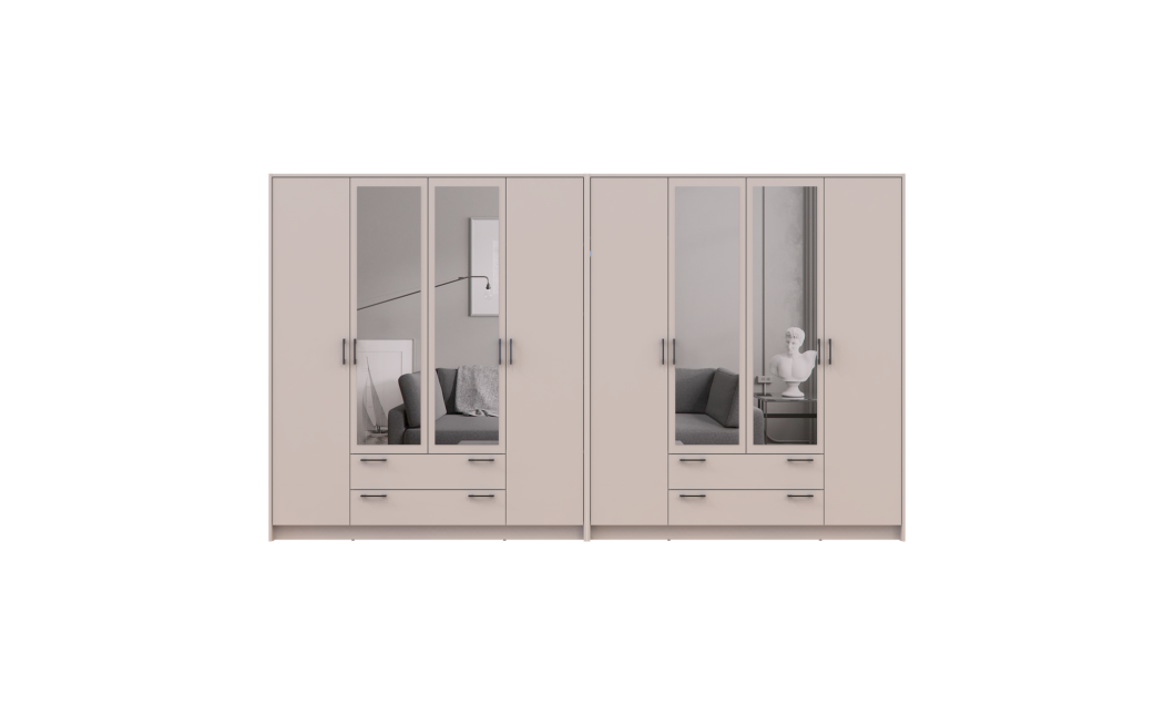Kleiderschrank mit Spiegel Doros Rondi Kaschmir 4+4 Türen 320x52x195 (42005627)
