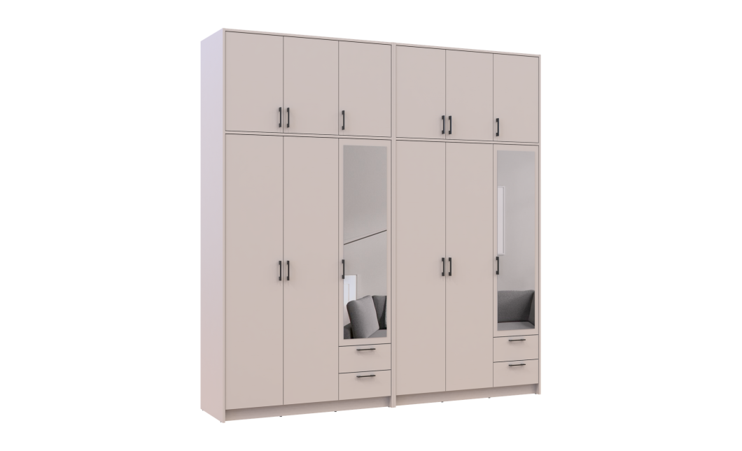 Kleiderschrank mit Spiegel und hohem Aufsatz Doros Rondi Kaschmir 3+3 Türen 242x52x260 (42005647)