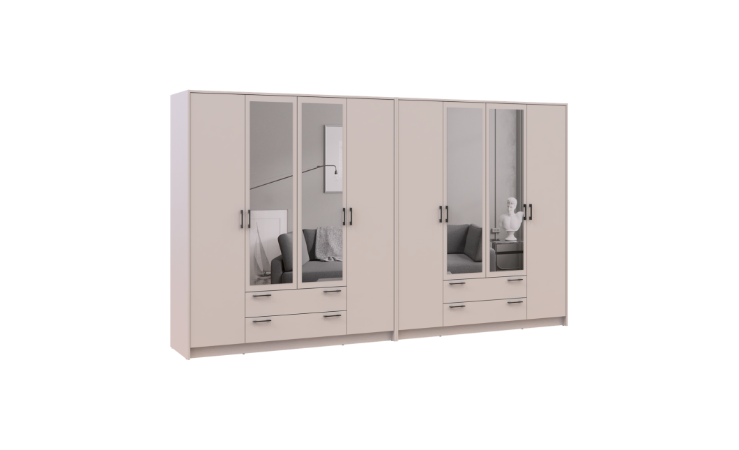 Kleiderschrank mit Spiegel Doros Rondi Kaschmir 4+4 Türen 320x52x195 (42005627)