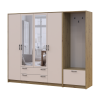 Drehtürenschrank Doros Rondi mit Kleiderstange und Spiegel Artisan Eiche/Kaschmir 4 Türen 220x52x195 (42005294)