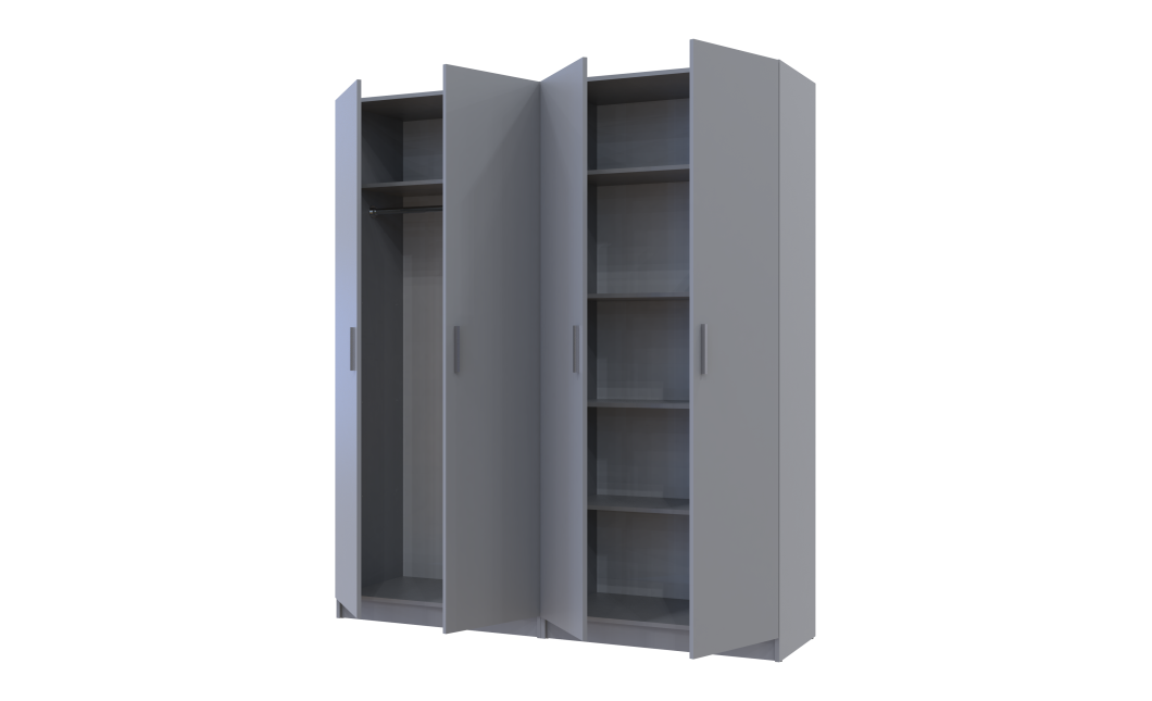 Kleiderschrank-Set Doros Promo Grau mit Regalen 2+2 Türen 180x48x204 (80737771)