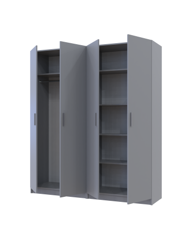 Kleiderschrank-Set Doros Promo Grau mit Regalen 2+2 Türen 180x48x204 (80737771)