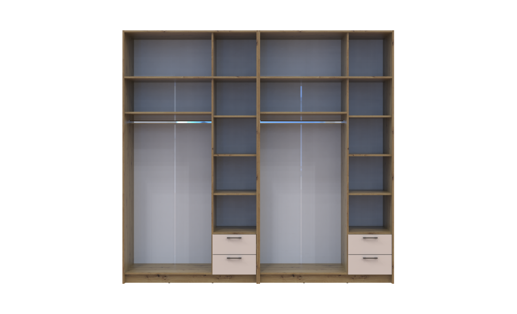 Kleiderschrank mit Aufsatz Doros Rondi Artisan Eiche/Kaschmir 3+3 Türen 242x52x236 (42005670)