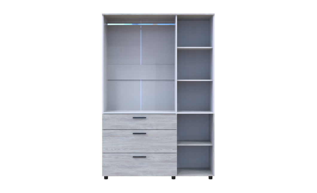 Kleiderschrank Doros Thorn Natti Kiefer/Weiß 3 Türen 3 Schubladen Kleiderstange 135x51,6x200 (44900509)