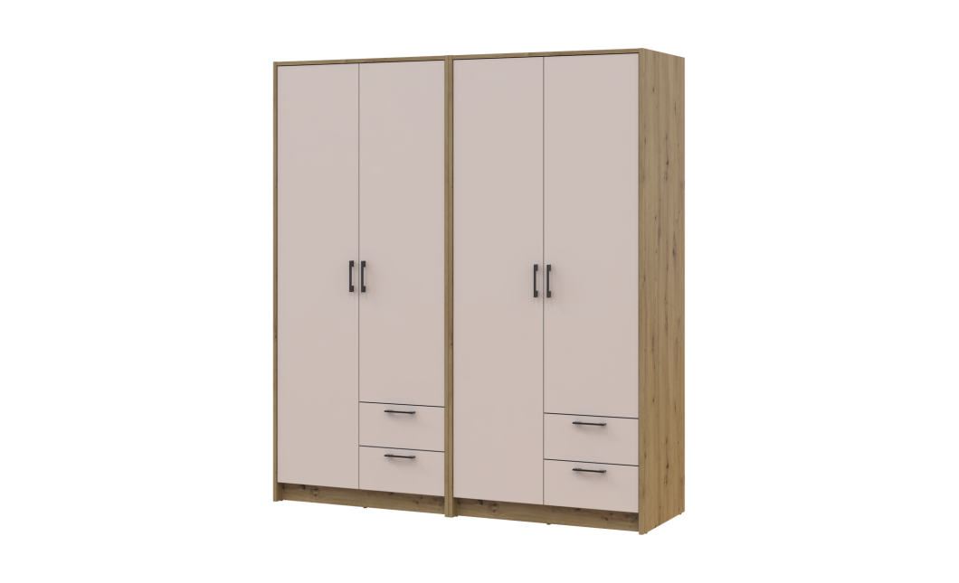 Kleiderschrank Doros Rondi Artisan Eiche/Kaschmir 2+2 Türen 164x52x195 (42005652)