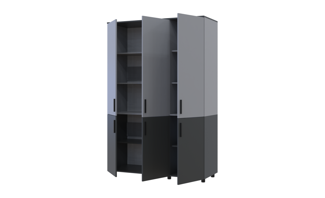 Kleiderschrank Doros Thorn Anthrazit/Grau 3 Türen Böden 135x51,6x200 (44900520)