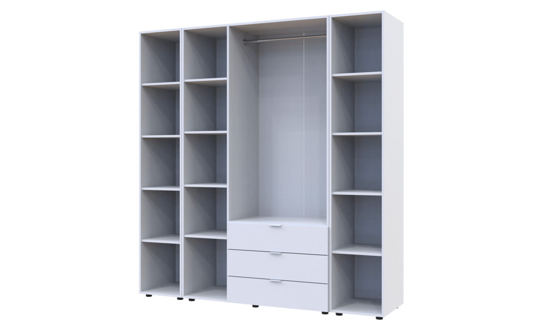 Kleiderschrank Doros Gelar Weiß 3 Türen mit 2 offenen Regalböden 192,6x49,5x203,4 (42005035)