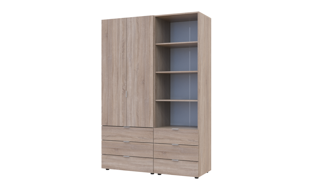 Kleiderschrank Doros Gelar Sonoma Eiche 2 Türen Säulenschrank 137,5x49,5x203,4 (42005180)