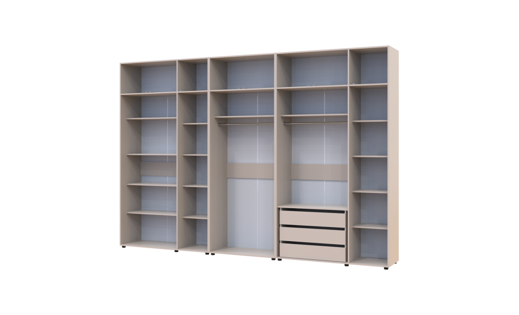 Kleiderschrank mit Schubladen, Regalen und Aufsatz Doros Kasper Kaschmir 3+2+3 Türen 360x48x245 (42005744)