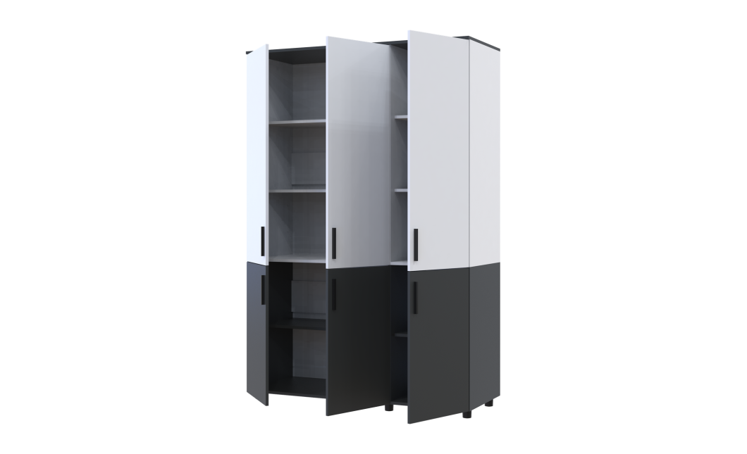 Kleiderschrank Doros Thorn Anthrazit/Weiß 3 Türen Böden 135x51,6x200 (44900516)