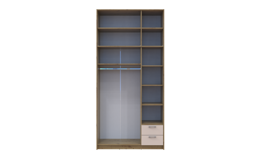 Kleiderschrank Doros Rondi mit Drehtüren mit Oberschrank Artisan Eiche / Kaschmir 3 Türen 121x52x260 (42005193)