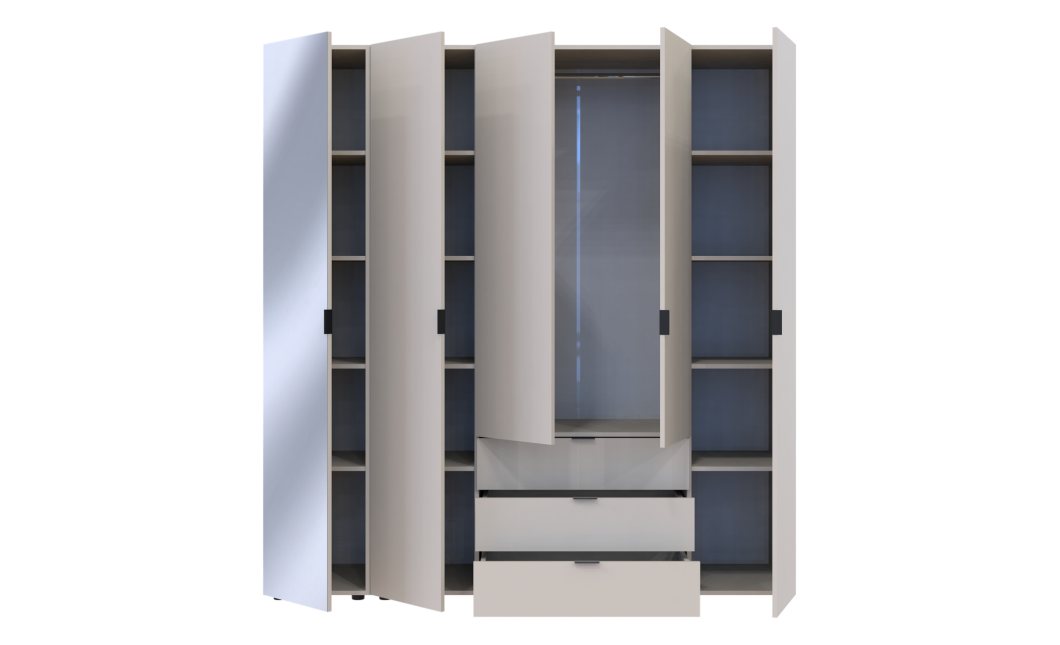Kleiderschrank Doros Gelar Kaschmir 4 Türen mit Spiegel 194x49,5x203,4 (80737659)