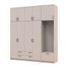 Kleiderschrank Doros Rondi mit Kleiderstange und hohem Oberschrank Kaschmir 4 Türen 220x52x260 (42005399)