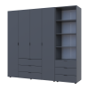 Kleiderschrank Doros Gelar Graphitgrau 4 Türen Säulenschrank 215x49,5x203,4 (42005170)