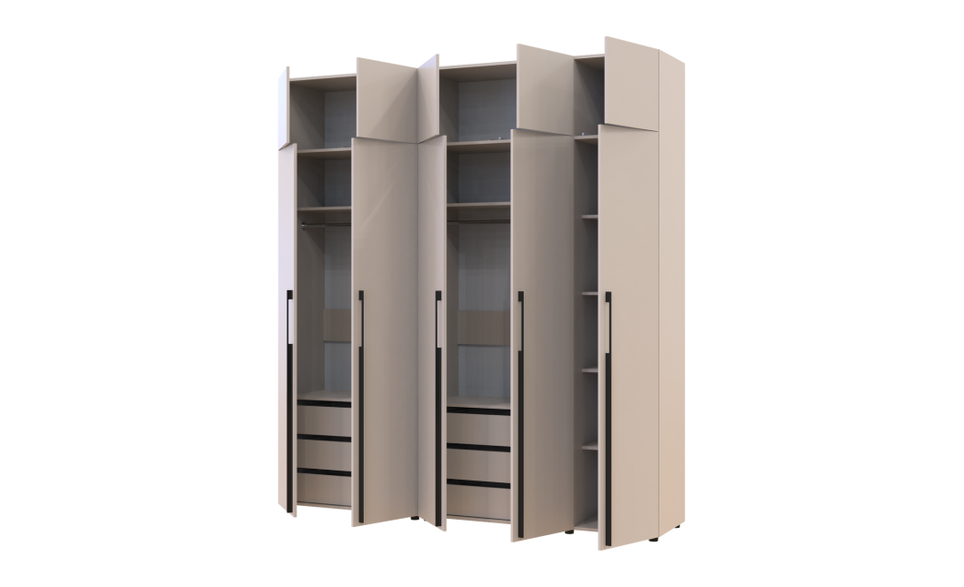 Kleiderschrank mit Schubladen und Aufsatz Doros Kasper Kaschmir 2+3 Türen 225x48x245 (42005554)