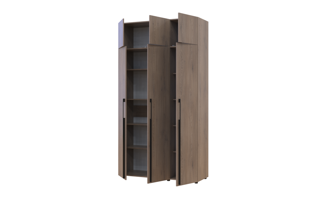 Kleiderschrank mit Regalen und Aufsatz Doros Kasper Cremona Cannolo 3 Türen 135x48x245 (42005565)