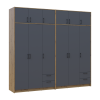 Kleiderschrank mit Aufsatz Doros Rondi Artisan Eiche/Graphit 3+3 Türen 242x52x236 (42005706)