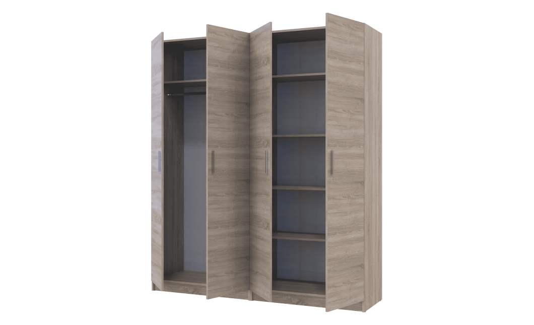 Kleiderschrank Doros Promo Set mit Böden Sonoma Eiche 2+2 Türen 180x48x204 (44900287)