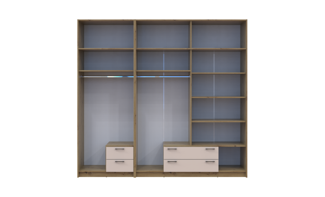 Kleiderschrank mit Aufsatz Doros Rondi Artisan Eiche/Kaschmir 2+4 Türen 242x52x236 (42005668)