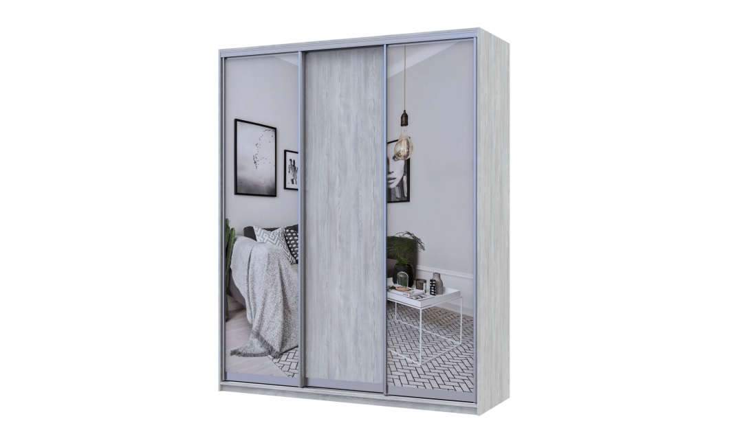 Kleiderschrank Doros City Light Natti Luc Schiebetüren mit Spiegel 180x60x225 (80736520)