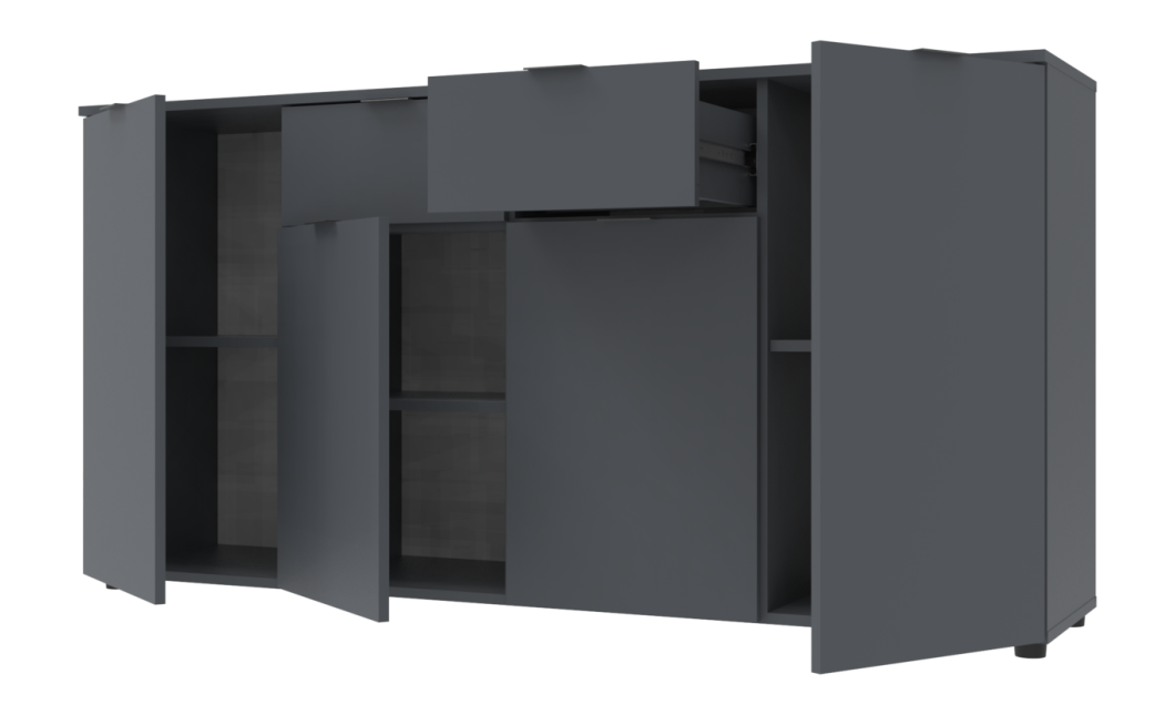 Kommode Doros Ron 7 Graphitgrau 4 Türen 2 Schubladen 160x38x81 (44900236)