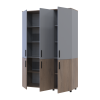 Kleiderschrank Doros Thorn Cremona Cannolo/Grau 3 Türen Böden 135x51,6x200 (44900504)