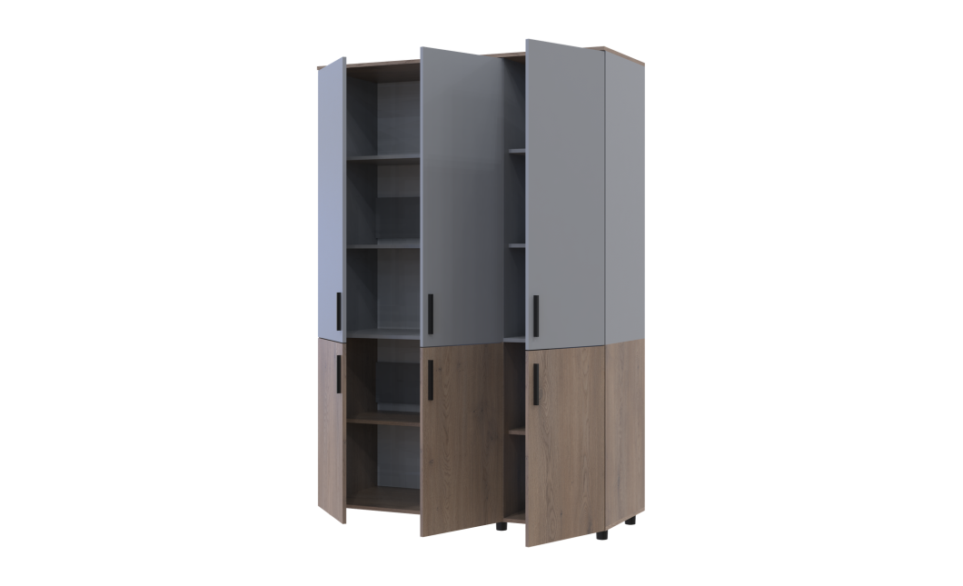 Kleiderschrank Doros Thorn Cremona Cannolo/Grau 3 Türen Böden 135x51,6x200 (44900504)
