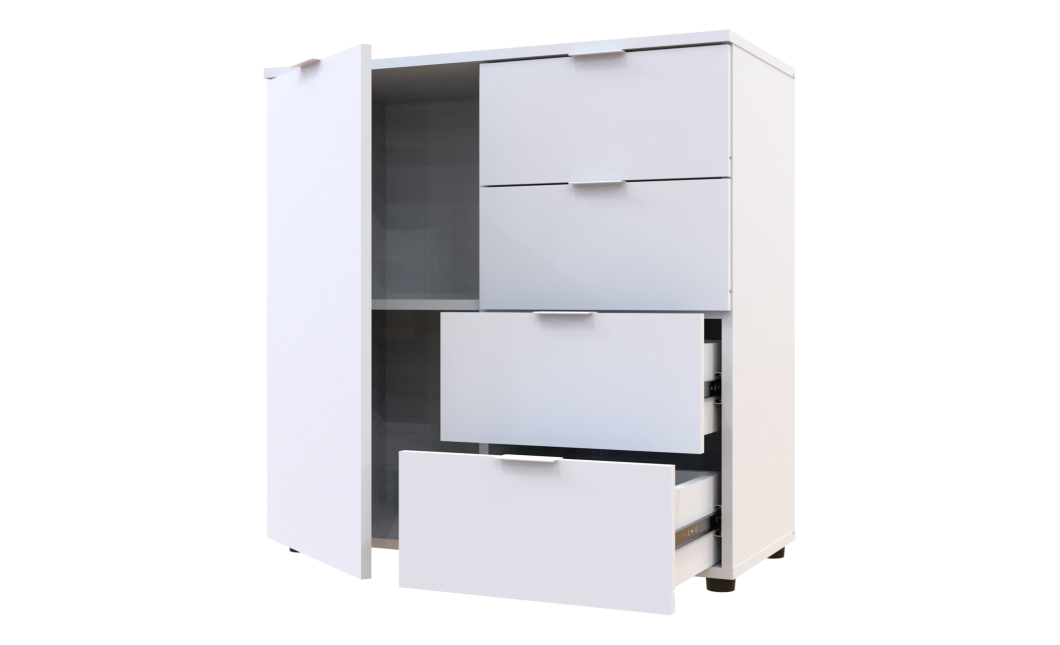 Kommode Doros Ron 1 Weiß 1 Türen 4 Schubladen 80x38x81 (41516005)