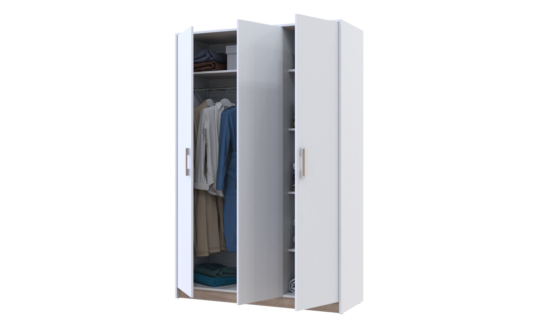 Kleiderschrank Doros Austin mit Drehtüren Weiß 135x51x205 (80737167)
